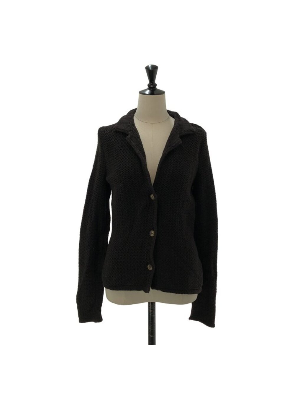 Loro Piana Cotton Knit Cardigan Jacket Black 40